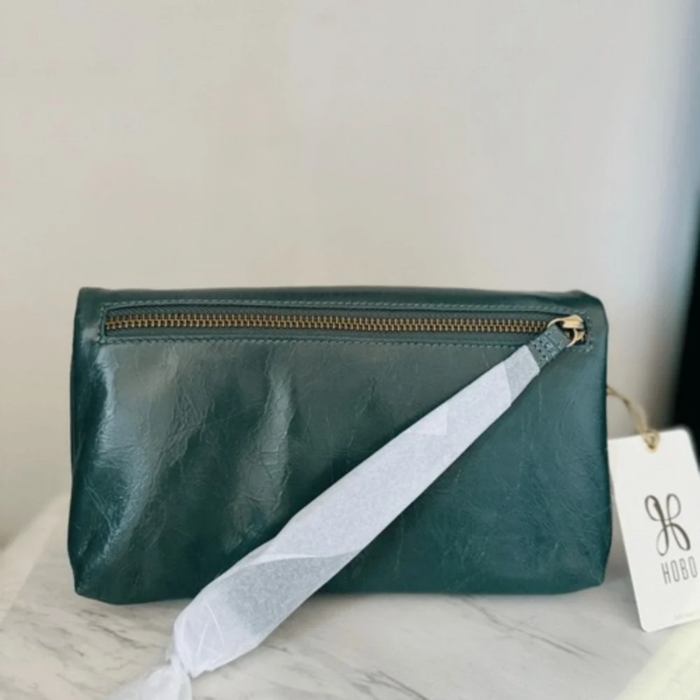 HOBO LAUREN CLUTCH LEATHER WRISTLET WALLET Sage Henna Luxury Leather, NWT - Picture 6 of 15